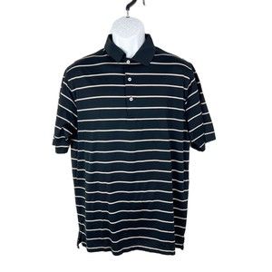 Martin Golf Polo Shirt Men Medium Black Striped Pima Cotton Timeless as the Game